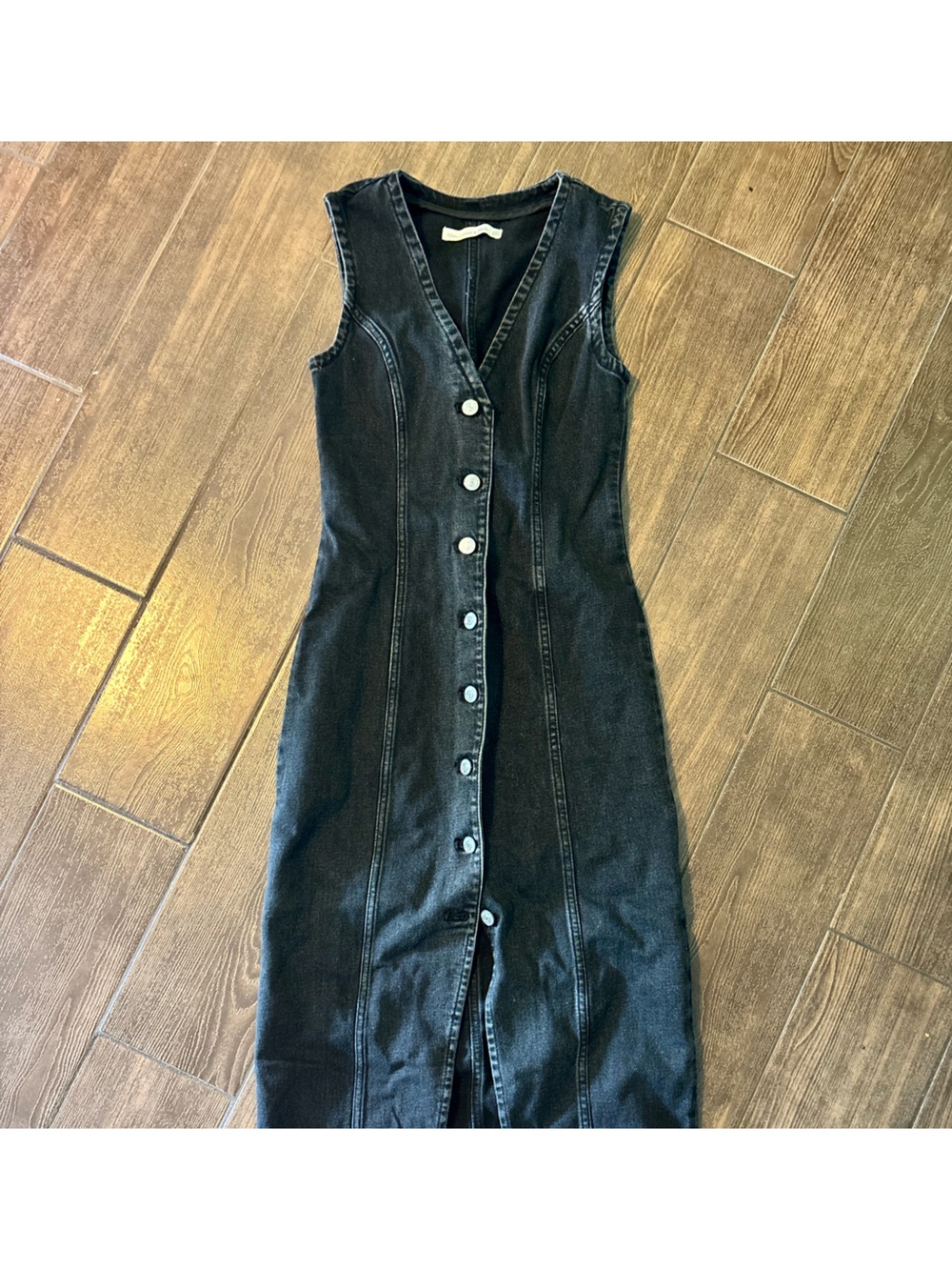 Abercrombie & Fitch Black Button-Front Midi Dress